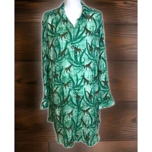 Jane‎ + Delancey Green Leaf & Giraffe Tunic Top Dress Safari Resortwear Sz XL